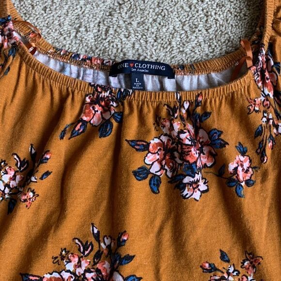 Boho Rust Floral detailed top shirt size large‎ - Picture 3 of 5